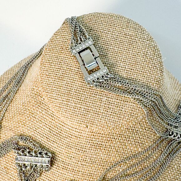 Vintage Multi-Strand Chain and Crystal Statement Necklace - Boho Glam - Picture 7 of 10